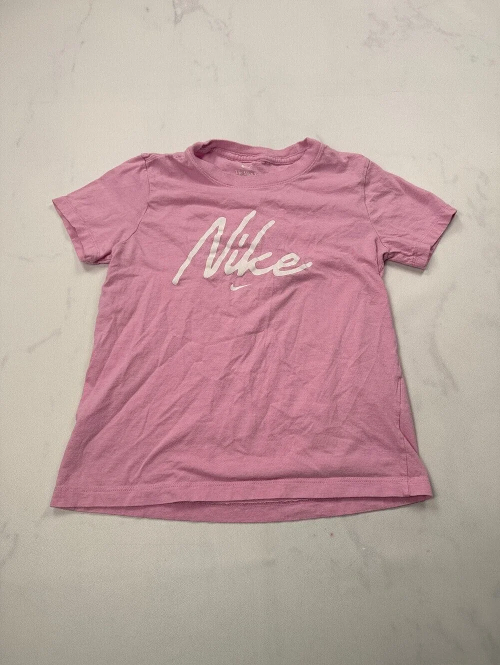 Nike Logo T-Shirt Pink Modern Classic Style - Girls M